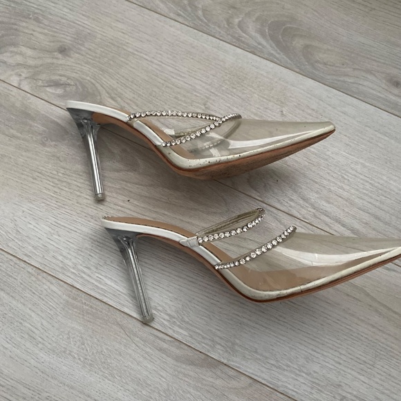 Antonio Melani Elisha Clear Vinyl Rhinestone Heeled Mules - Picture 7 of 8